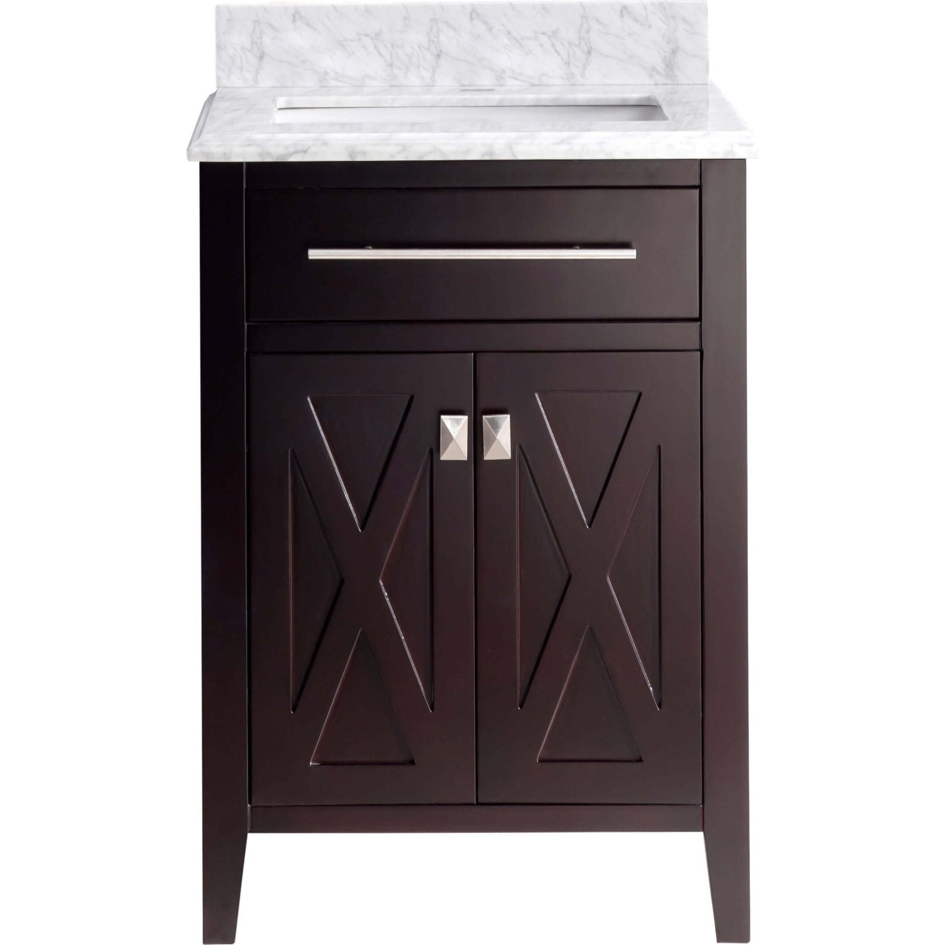 Wimbledon 24" Brown Bathroom Vanity with White Carrara Marble Countertop - 313YG319-24B-WC