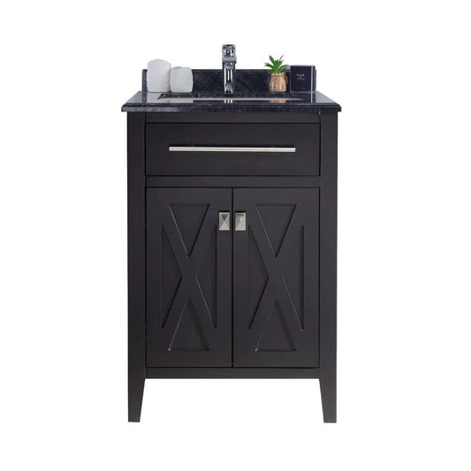 Wimbledon 24" Espresso Bathroom Vanity with Black Wood Marble Countertop - 313YG319-24E-BW