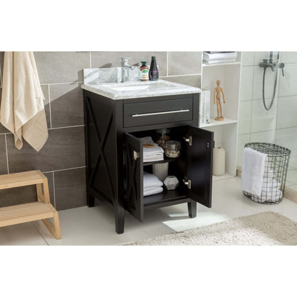 Wimbledon 24" Espresso Bathroom Vanity with Matte Black VIVA Stone Solid Surface Countertop - 313YG319-24E-MB