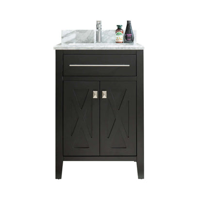 Wimbledon 24" Espresso Bathroom Vanity with White Carrara Marble Countertop - 313YG319-24E-WC