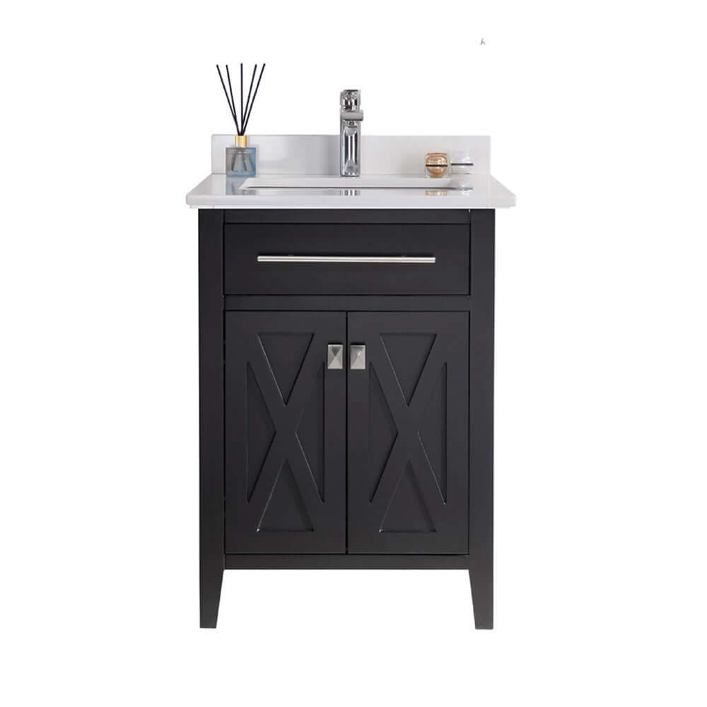 Wimbledon 24" Espresso Bathroom Vanity with White Quartz Countertop - 313YG319-24E-WQ