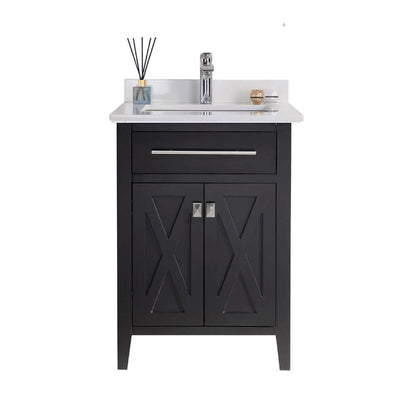 Wimbledon 24" Espresso Bathroom Vanity with White Quartz Countertop - 313YG319-24E-WQ