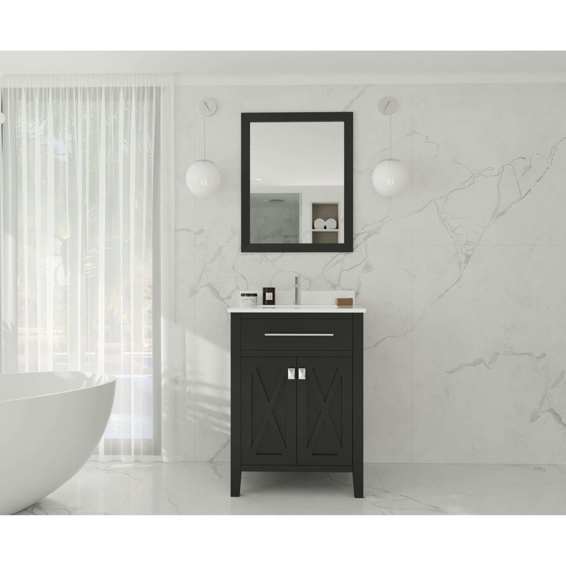 Wimbledon 24" Espresso Bathroom Vanity with White Quartz Countertop - 313YG319-24E-WQ