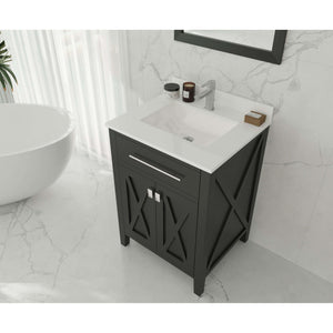 Wimbledon 24" Espresso Bathroom Vanity with White Quartz Countertop - 313YG319-24E-WQ
