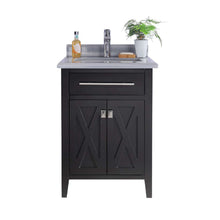 Load image into Gallery viewer, Wimbledon 24&quot; Espresso Bathroom Vanity with White Stripes Marble Countertop - 313YG319-24E-WS