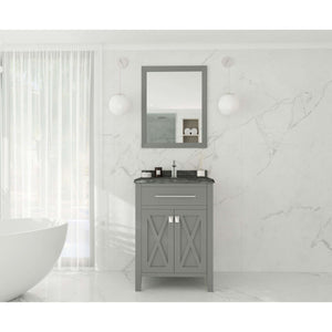 Wimbledon 24" Grey Bathroom Vanity with Black Wood Marble Countertop - 313YG319-24G-BW