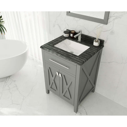 Wimbledon 24" Grey Bathroom Vanity with Black Wood Marble Countertop - 313YG319-24G-BW