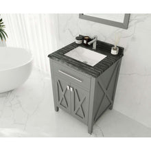 Load image into Gallery viewer, Wimbledon 24&quot; Grey Bathroom Vanity with Black Wood Marble Countertop - 313YG319-24G-BW