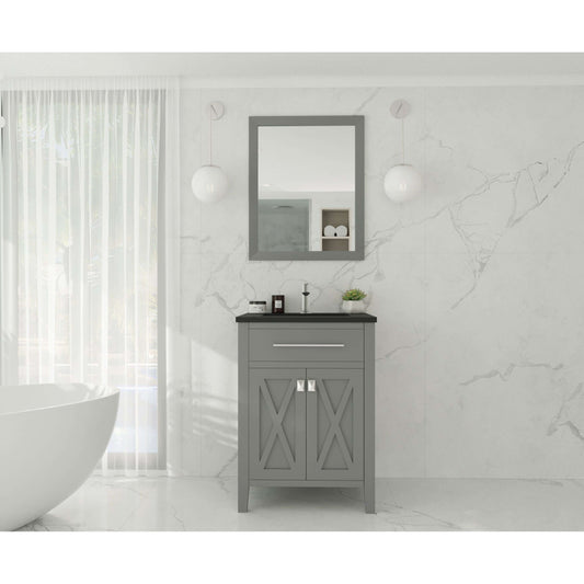 Wimbledon 24" Grey Bathroom Vanity with Matte Black VIVA Stone Solid Surface Countertop - 313YG319-24G-MB