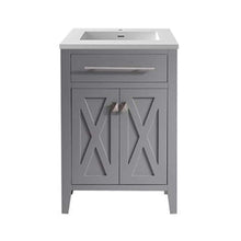 Load image into Gallery viewer, Wimbledon 24&quot; Grey Bathroom Vanity with Matte White VIVA Stone Solid Surface Countertop - 313YG319-24G-MW