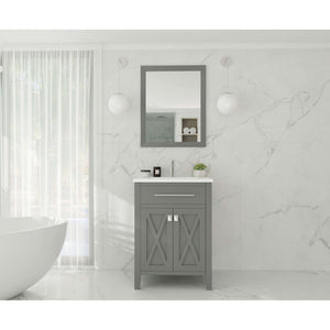 Wimbledon 24" Grey Bathroom Vanity with Matte White VIVA Stone Solid Surface Countertop - 313YG319-24G-MW