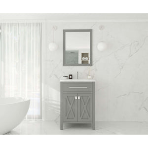 Wimbledon 24" Grey Bathroom Vanity with White Carrara Marble Countertop - 313YG319-24G-WC