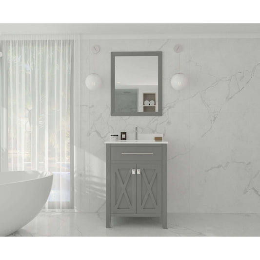 Wimbledon 24" Grey Bathroom Vanity with White Quartz Countertop - 313YG319-24G-WQ