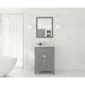 Wimbledon 24" Grey Bathroom Vanity with White Stripes Marble Countertop - 313YG319-24G-WS