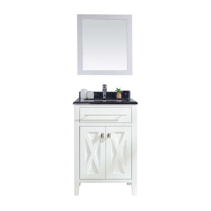 Wimbledon 24" White Bathroom Vanity with Black Wood Marble Countertop - 313YG319-24W-BW