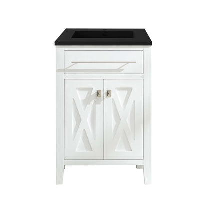 Wimbledon 24" White Bathroom Vanity with Matte Black VIVA Stone Solid Surface Countertop - 313YG319-24W-MB