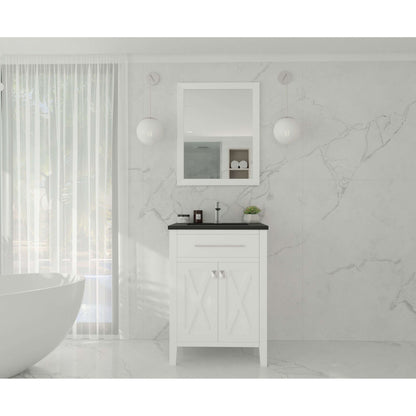 Wimbledon 24" White Bathroom Vanity with Matte Black VIVA Stone Solid Surface Countertop - 313YG319-24W-MB