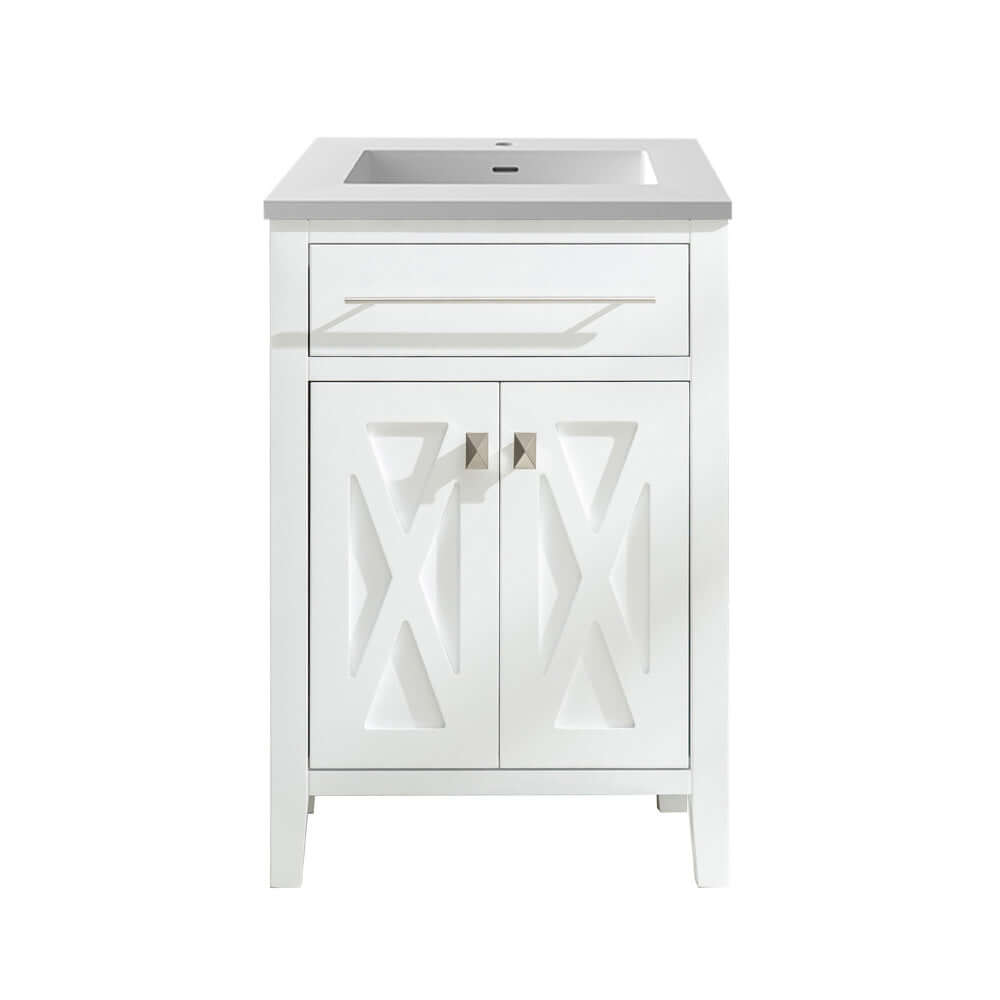 Wimbledon 24" White Bathroom Vanity with Matte White VIVA Stone Solid Surface Countertop - 313YG319-24W-MW