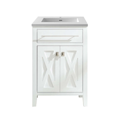 Wimbledon 24" White Bathroom Vanity with Matte White VIVA Stone Solid Surface Countertop - 313YG319-24W-MW