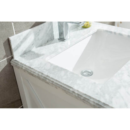 Wimbledon 24" White Bathroom Vanity with White Carrara Marble Countertop - 313YG319-24W-WC