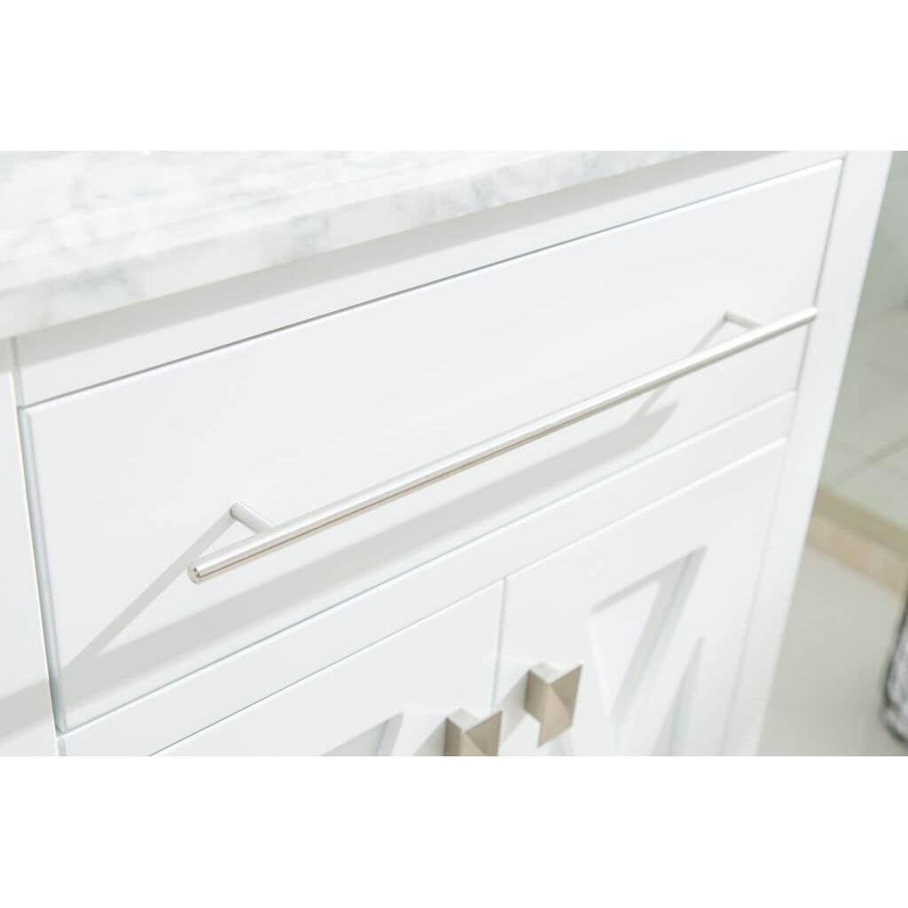 Wimbledon 24" White Bathroom Vanity with White Carrara Marble Countertop - 313YG319-24W-WC