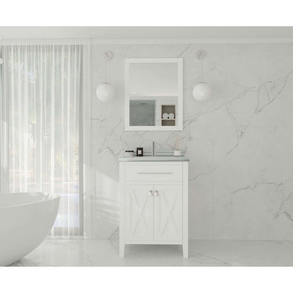 Wimbledon 24" White Bathroom Vanity with White Stripes Marble Countertop - 313YG319-24W-WS