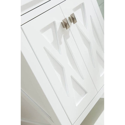 Wimbledon 24" White Bathroom Vanity with White Stripes Marble Countertop - 313YG319-24W-WS