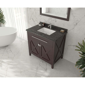Wimbledon 36" Brown Bathroom Vanity with Black Wood Marble Countertop - 313YG319-36B-BW