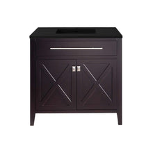 Load image into Gallery viewer, Wimbledon 36&quot; Brown Bathroom Vanity with Matte Black VIVA Stone Solid Surface Countertop - 313YG319-36B-MB