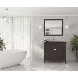 Wimbledon 36" Brown Bathroom Vanity with Matte Black VIVA Stone Solid Surface Countertop - 313YG319-36B-MB