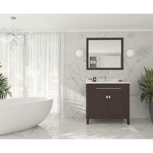 Wimbledon 36" Brown Bathroom Vanity with White Carrara Marble Countertop - 313YG319-36B-WC