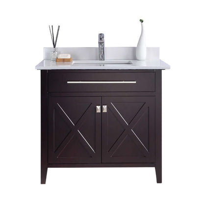 Wimbledon 36" Brown Bathroom Vanity with White Quartz Countertop - 313YG319-36B-WQ