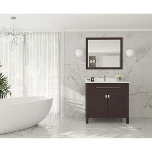 Wimbledon 36" Brown Bathroom Vanity with White Quartz Countertop - 313YG319-36B-WQ