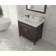 Load image into Gallery viewer, Wimbledon 36&quot; Brown Bathroom Vanity with White Quartz Countertop - 313YG319-36B-WQ