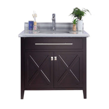 Load image into Gallery viewer, Wimbledon 36&quot; Brown Bathroom Vanity with White Stripes Marble Countertop - 313YG319-36B-WS