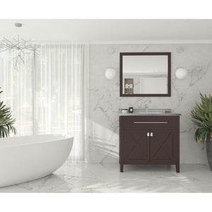 Wimbledon 36" Brown Bathroom Vanity with White Stripes Marble Countertop - 313YG319-36B-WS