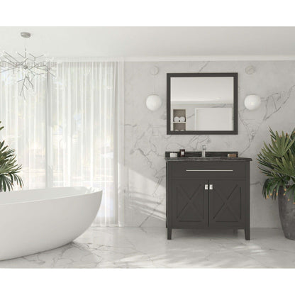 Wimbledon 36" Espresso Bathroom Vanity with Black Wood Marble Countertop - 313YG319-36E-BW