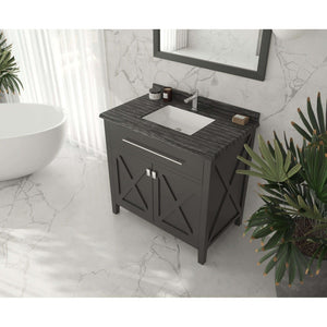 Wimbledon 36" Espresso Bathroom Vanity with Black Wood Marble Countertop - 313YG319-36E-BW