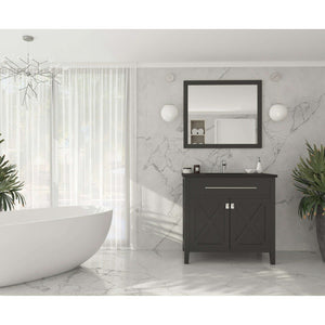 Wimbledon 36" Espresso Bathroom Vanity with Matte Black VIVA Stone Solid Surface Countertop - 313YG319-36E-MB