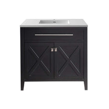 Load image into Gallery viewer, Wimbledon 36&quot; Espresso Bathroom Vanity with Matte White VIVA Stone Solid Surface Countertop - 313YG319-36E-MW