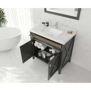 Wimbledon 36" Espresso Bathroom Vanity with Matte White VIVA Stone Solid Surface Countertop - 313YG319-36E-MW