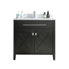 Load image into Gallery viewer, Wimbledon 36&quot; Espresso Bathroom Vanity with White Carrara Marble Countertop - 313YG319-36E-WC