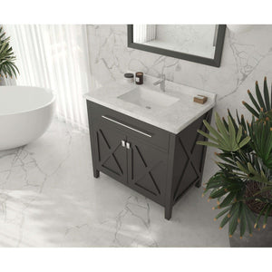 Wimbledon 36" Espresso Bathroom Vanity with White Carrara Marble Countertop - 313YG319-36E-WC