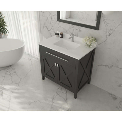 Wimbledon 36" Espresso Bathroom Vanity with White Quartz Countertop - 313YG319-36E-WQ