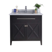 Load image into Gallery viewer, Wimbledon 36&quot; Espresso Bathroom Vanity with White Stripes Marble Countertop - 313YG319-36E-WS