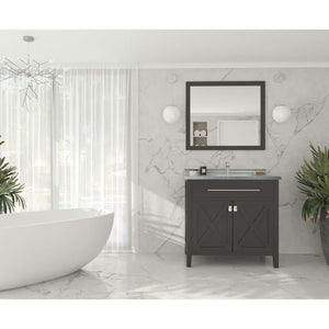 Wimbledon 36" Espresso Bathroom Vanity with White Stripes Marble Countertop - 313YG319-36E-WS