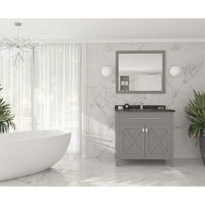 Wimbledon 36" Grey Bathroom Vanity with Black Wood Marble Countertop - 313YG319-36G-BW