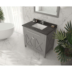 Wimbledon 36" Grey Bathroom Vanity with Black Wood Marble Countertop - 313YG319-36G-BW