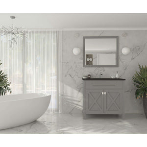 Wimbledon 36" Grey Bathroom Vanity with Matte Black VIVA Stone Solid Surface Countertop - 313YG319-36G-MB