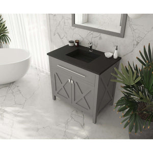 Wimbledon 36" Grey Bathroom Vanity with Matte Black VIVA Stone Solid Surface Countertop - 313YG319-36G-MB